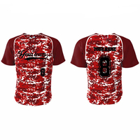 Camiseta de Béisbol Sublimada al por Mayor con Diseño de Camuflaje, Transpirable, Talla Grande, Totalmente Personalizada, Elegante, de Manga Corta