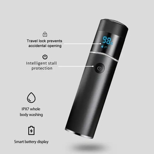 เครื่องโกนหนวดไฟฟ้าแบบหมุน LCD กันน้ำ IPX4 ชาร์จ USB ได้ พกพาสะดวกสำหรับเดินทาง ใช้ได้ทั้งใบหน้าและลำตัว ตัวเครื่องโลหะขนาดเล็ก แบตเตอรี่ 1000mAh - Product Image 3