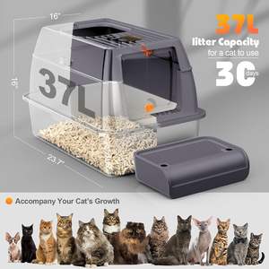 Fabbrica acciaio inossidabile XL grande lettiera per gatti con coperchio alto facile da pulire WC Extra per grandi felini - Product Image 2