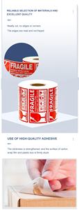 Taille Personnalisée Votre Logo Étiquette Fragile Autocollant Rouleau Paquet Expédition Avertissement Fragile Expédition Autocollants Papier Emballage Matériel <span class=keywords><strong>Antac</strong></span> - Product Image 6