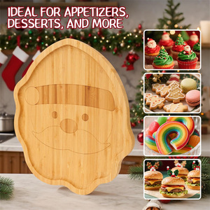 Plateaux de Noël créatifs en bambou, styles cloche, renne et Père Noël, plats peu profonds pour servir la nourriture pour bébé, les fruits et les desserts - Product Image 3
