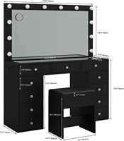 Table de maquillage personnalisée multifonctionnelle pour la maison Armoire de rangement moderne simple pour chambre Commode éclairée pour hôtel Salle de bain en bois