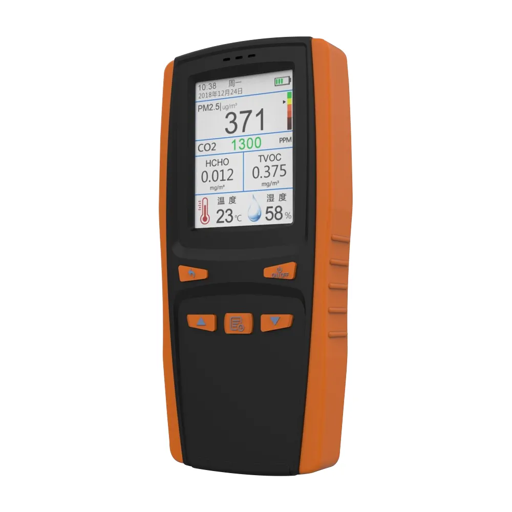 Co2 PM2.5 portátil quente TVOC Monitor de Qualidade do Ar Sensor NDIR portátil ABS Recarregável Medidor de testador de temperatura de formaldeído