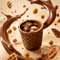 Coupelle de chocolat saine avec prébiotiques ajoutés, dessert céréalier en cornet croustillant, fournisseur en gros