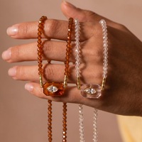 Colliers de perles en zircon et pierre naturelle Big Eye, accessoires de mode minimalistes pour femmes, style transfrontalier