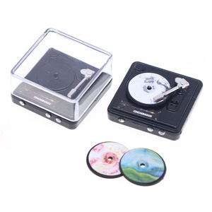 Mini lecteur de disque CD rétro disques alternatifs cadran de rotation fonctionnel plateau ouvrable poupée échelle accessoires 1990s Tech décor - Product Image 4