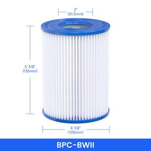 Cartouche de <span class=keywords><strong>filtre</strong></span> de piscine PLF-BWII compatible avec <span class=keywords><strong>Bestway</strong></span> Type II avec noyau intérieur en PP, cartouche de <span class=keywords><strong>filtre</strong></span> de piscine - Product Image 1