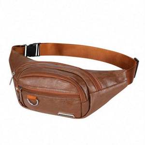 Free Sample One Color Small Retro logo Designer Cell Phone <b>Men</b> Patent Pu <b>Leather</b> Hip Fanny Pack for Teens - Product Image 1