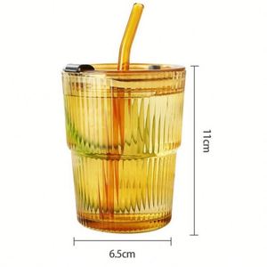 แก้วน้ำลายไม้ไผ่แบบพกพา ทนความร้อน แก้วกาแฟสองชั้น พร้อมปลอกและหลอด - Product Image 5