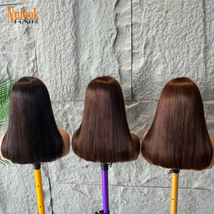 Perruque Courte Bob Pré-découpée Sans Colle 13x4 en Cheveux Humains Naturels de 14 Pouces pour Vente en Gros # 2 # Perruque Bob vietnamienne SDD lisse et droite en 4 couleurs - Product Image 2