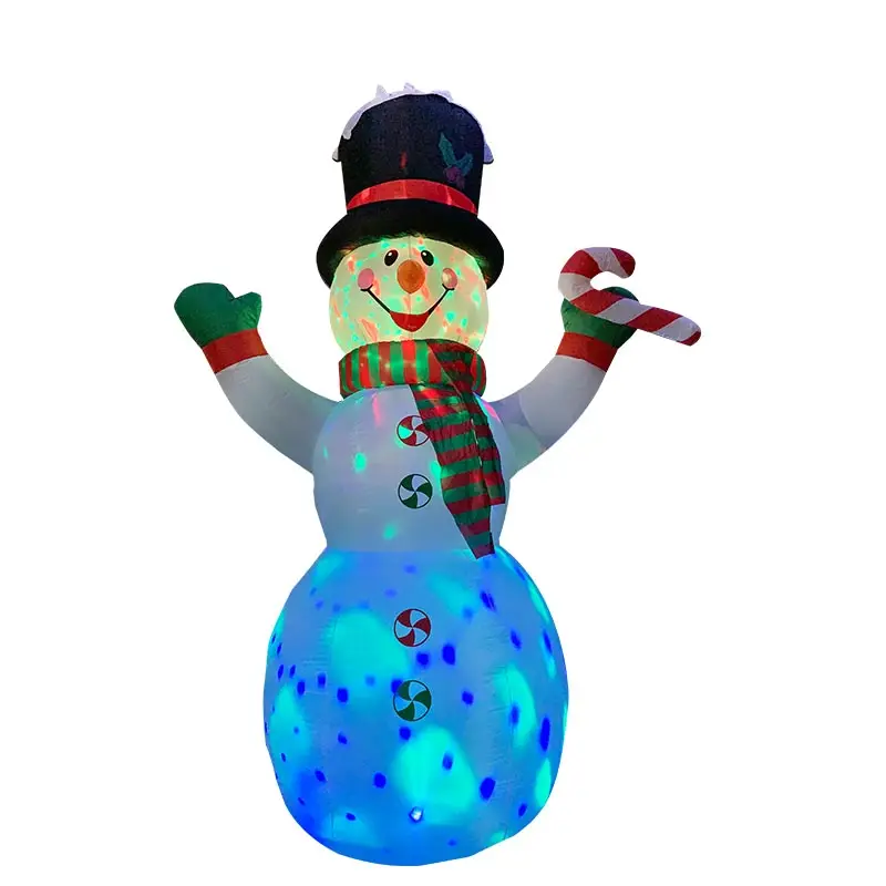 300cm großer riesiger aufblasbarer Schneemann mit Candy Cane Twinkle Light Yard Decor Dekoration