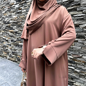 Dubai Style Women's Breathable Polyester Maxi Abaya Handmade <b>Sequined</b> Beaded V Neck Long Sleeve Islamic Eid Prayer Solid Vintage - Product Image 1