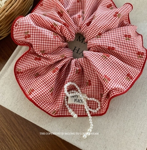 Nouvelle perle arc lettre rouge vérifier grand cercle de cheveux mode Senior Texture cheveux accessoires femme - Product Image 6