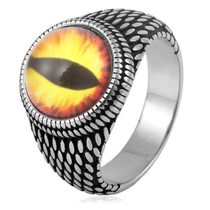 yunnique Fashion <b>Rings</b> <b>Titanium</b> Steel Eye Stone <b>Ring</b> Men's Punk Style Bezel Setting Geometric Design Gift Jewelry FY24008 - Product Image 3
