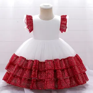 MQATZ Plan Sleeves Girl Party Frock rouge Elegance Baby Girl Kids sequins toddler Birthday Dress L2081XZ