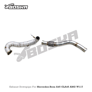 Tuyau de descente droit à montage direct en stock pour Mercedes-Benz A45/CLA45 AMG 2.0T W117 2014-2023 avec bouclier thermique Boska SUS304 Test Pipe - Product Image 6