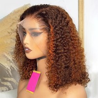 Perruques Afro Bouclées Crépues Colorées 13x4 Lace Frontal Wig Kinky Curly Wig Meilleure Qualité Cheveux Humains Perruques Sans Colle Vente en Gros