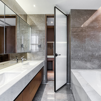 Porte battante en verre pour hôtel et appartement, prix usine, porte intérieure en verre dépoli 8 mm, charnière dissimulée, porte de salle de bain et toilettes
