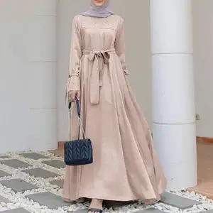 Abierto Beste Kwaliteit Abaya Stijl Lange Elegante Wear Plus Size Design Jilbab Dubai Voor Moslim Vrouw Zijde Kaftan Jurk
