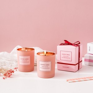 Vela Aromática Romántica en Vaso de Vidrio Electrochapado Rosa con Logotipo Personalizado, Regalo para el Día de San Valentín, Decoración para el Hogar - Product Image 1