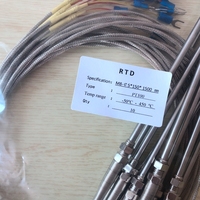 Capteur de température de classe A/B M8, sonde PT100, 2 fils de 5mm x 150mm avec câble tressé SS de 1.5m