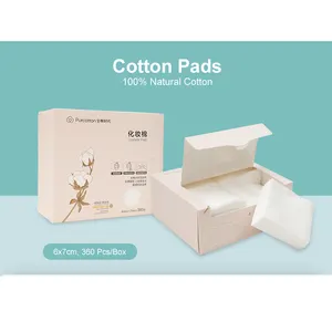 Purcotton Miếng Bông Hữu Cơ Dùng Một Lần 200 Chiếc (Không Dệt) Smooth Một Lớp Vuông Một Lần Sử Dụng Miếng Bông Tẩy Trang Mắt Lip