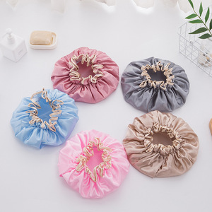 Double Layer Waterproof Shower Cap Peva Thickened Women Oil Proof Shampoo Cap Bath Cap For Cleaning Supplies - Product Image 1