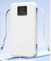 Batterie externe semi-solide 10000 mAh avec 2 câbles de charge intégrés, affichage numérique, charge ultra-rapide PD 20W/22.5W, pliable
