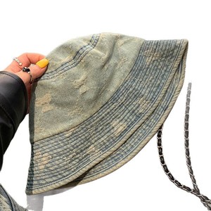 Retro Washed Denim Bucket <b>Hat</b> For Women Blue Light Blue Black Spring <b>Summer</b> Sun Protection Breathable Outdoor Fishermans <b>Hat</b> - Product Image 5