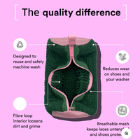 Sac à linge pour chaussures avec logo personnalisé pour machine à laver, double compartiment, en chenille pelucheuse 360 °   Support de chaussure en maille protectrice avec fente pour semelle intérieure
