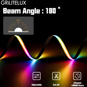 Programmable COB LED Strip RGBIC Dream Color DC12V DC24V Dotless for Commercial Bar Club Lighting Effects - Product Image 4