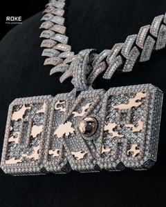 Colgante de Fútbol Personalizado en Oro de 9K/10K/14K, Cadena Cubana con Diamantes Cultivados en Laboratorio, Collar Hip Hop para Hombre, Certificado IGI/GIA - Product Image 2