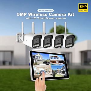 Kit Perekam Kamera Keamanan Nirkabel <span class=keywords><strong>WiFi</strong></span> 4-kanal HD 5MP dengan Layar Sentuh 10,1 inci dan Penglihatan Malam Berwarna - Product Image 1