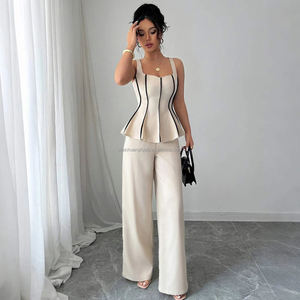 Ensemble haut peplum et <span class=keywords><strong>pantalon</strong></span> large deux pièces personnalisé pour femmes, costume <span class=keywords><strong>de</strong></span> <span class=keywords><strong>soirée</strong></span> pour femmes - Product Image 5