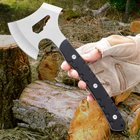 Hache de survie industrielle de camping en plein air de haute qualité en acier inoxydable 5Cr14MOV avec manche G10 et étui en cuir
