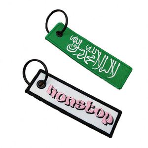 Porte-clés en tissu avec logo personnalisé en gros / Étiquettes brodées pour clés / Jet Tags - Product Image 1