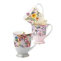 FLORIS Tasse en céramique rétro, grande tasse à café en porcelaine, tasse à eau vintage, cadeau pour couple, cadeau pour femme