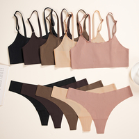 Conjunto de Bralette de fabricante de sujetadores de alta calidad Sostenes Sin Costura Tanga Conjunto de sujetador y bragas sin aros Ropa interior de mujer