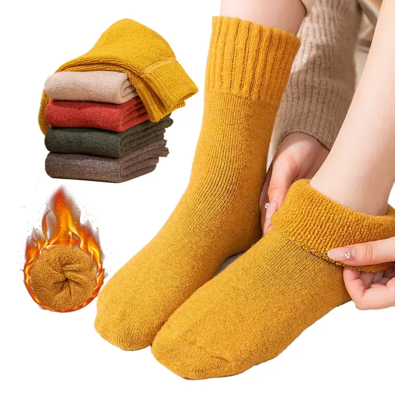 Sıkıştırma kalın isıtma termal sıcak bayanlar kadın unisex yün kış bulanık çorap kış