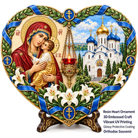Ornamento da Tavolo in Resina UV 3D Personalizzato, Icona della Vergine Maria Ortodossa, Decorazione Religiosa Cristiana per la Casa, Produzione OEM ODM