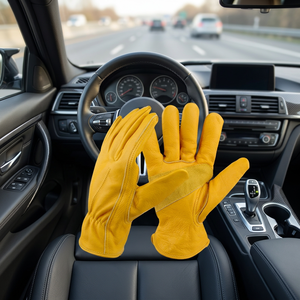 Guantes de Trabajo de Cuero de Grano Superior Resistentes a la Electrónica Estática, Anti-corte, Anti-calor, Protección Contra Impactos, 7 oz, Textura Lisa, Uso General - Product Image 3