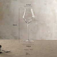 Nouveau gobelet à vin en cristal transparent ultra-fin sans plomb, design moderne fait à la main, durable, capacité de 301 à 400 ml pour hôtel