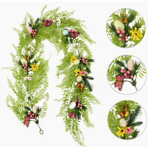 Guirnalda Artificial DAMAI con Huevos de Pascua y Mariposas para Decoración Creativa, Lazo de Flores con Huevos de Pascua para Decoración del Hogar - Product Image 1