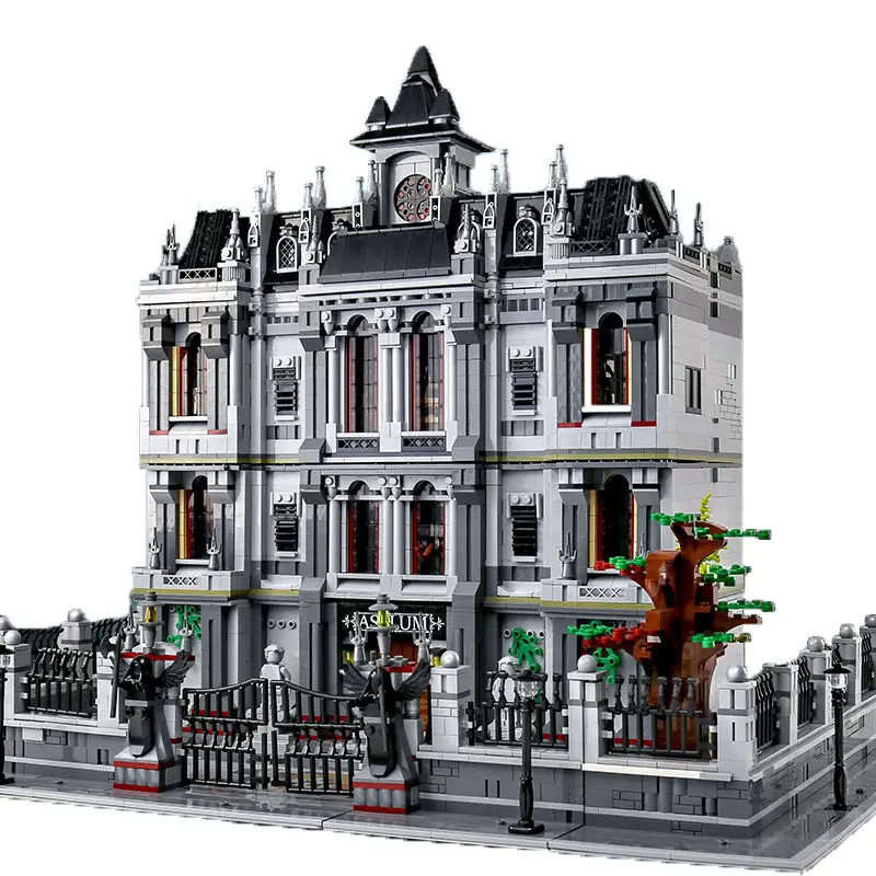 Super 18K Movie Series 7620PCS Arkham Asylum Breakout Lunatic Hospital model Moc Building Blocks Toys For Kids legoing