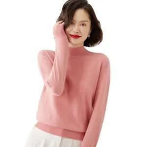 Winter Undefined Custom Solid Color Roundneck Thick Warm Casual Knit Long Sleeve Solid Color Oversized Pullover Women's Sweater