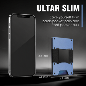 ที่ใส่บัตรบางเฉียบ กระเป๋าสตางค์อะลูมิเนียมแบบมินิมอล พร้อมสายรัดเงินสด ป้องกัน RFID  โลโก้สั่งทำได้ - Product Image 5