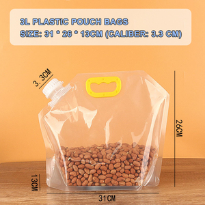 Bán buôn tùy chỉnh giá rẻ rõ ràng linh hoạt nhựa 3L lỏng đứng lên bia và túi nước trái cây có vòi và tay cầm - Product Image 2