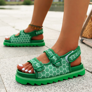 صندل خارجي مفتوح من الأمام للسيدات مصمم أنيق خفيف الوزن موضة كعب منخفض خطاف للشاطئ وحلقة للصيف مقاس كبير - Product Image 5