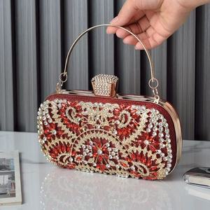 DAQI New Flower Crystal Stone Rhinestone <b>Chains</b> Evening Clutch Bag Zipper Closure Waterproof 3L+ Capacity for Women Party - Product Image 2