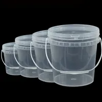 UMETASS - Empty Clear Transparent Plastic Cream Milk Bucket with Lids and Handle Pail